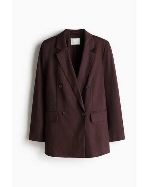 H&M Brown Double-Breasted Blazer