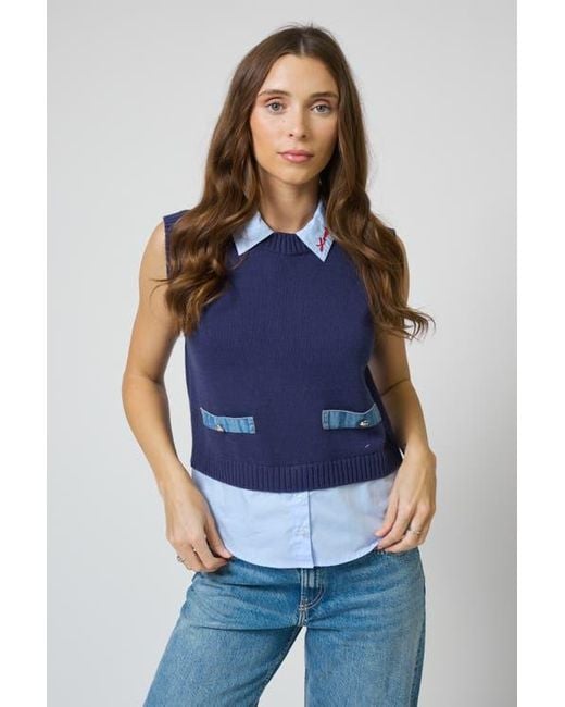 Central Park West Women's Blue Kendall Sleeveless Twofer