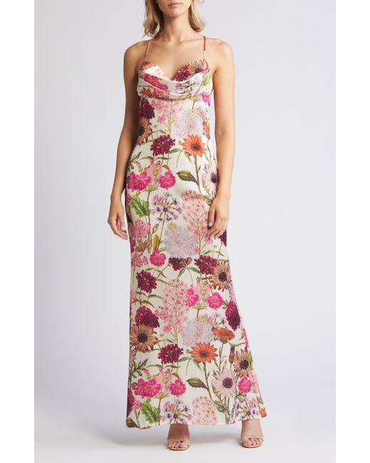 Katie May White Tara Floral Print Sleeveless Gown