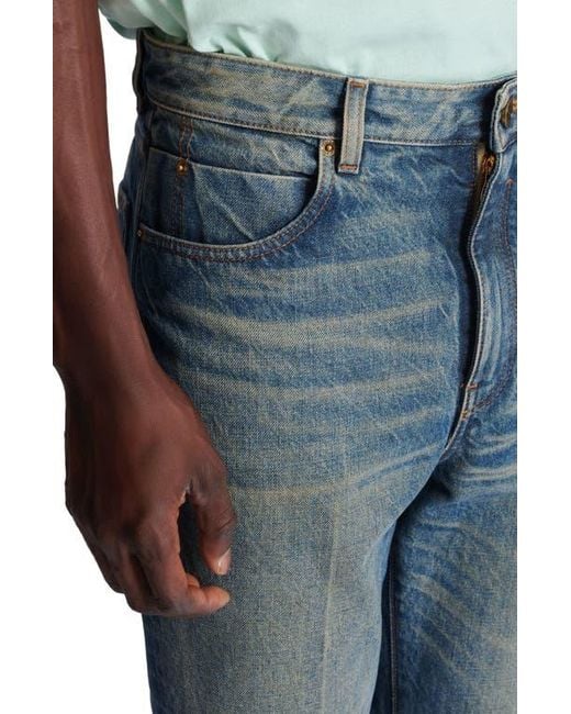 Balmain Blue Slim Straight-Leg Jeans for men