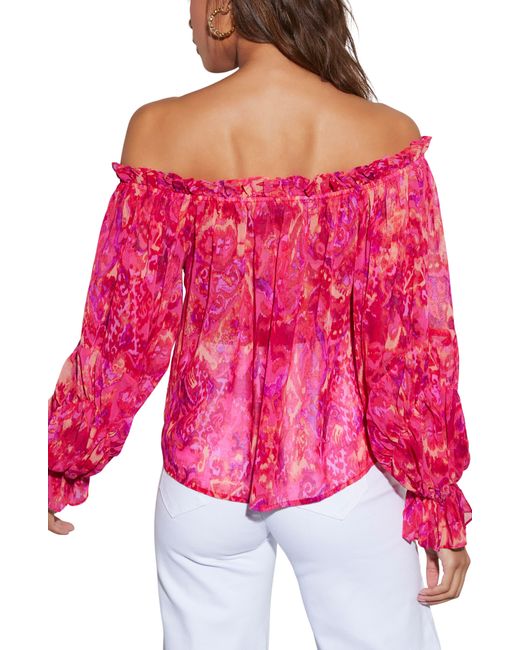 Vici Collection Pink Veronica Off The Shoulder Chiffon Top
