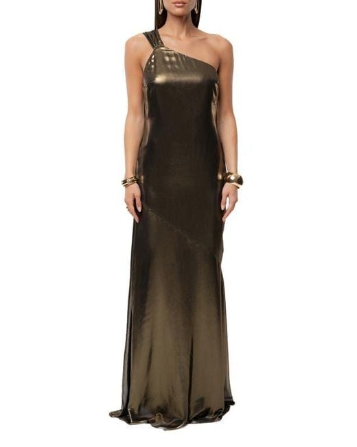 JLUXLABEL Women's Green Night Of Elegance Metallic Gown