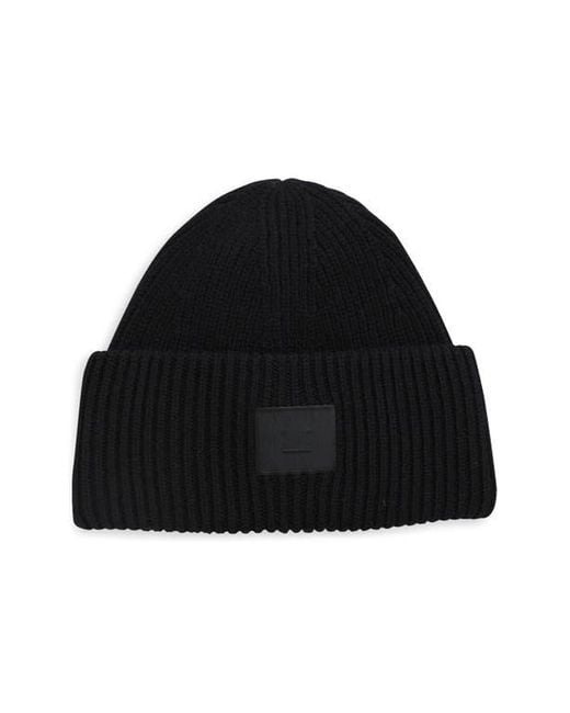 Acne Black Pana Face Wool & Yak Hair Beanie for men