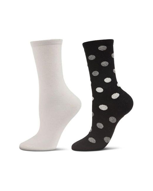Memoi Black Assorted 2-Pack Crew Socks