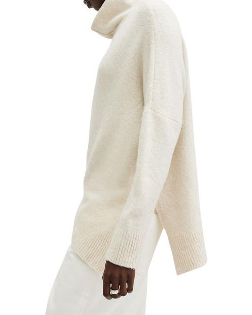 AllSaints White Lock Roll Neck Asymmetric Sweater