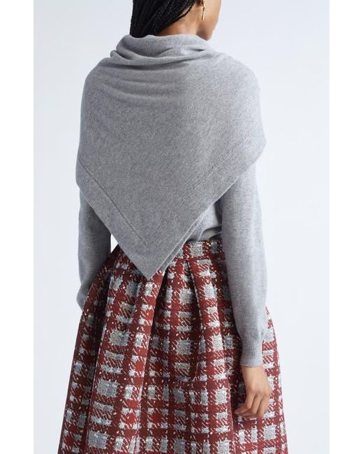 Oscar de la Renta Gray Cashmere Sweater With Removable Scarf