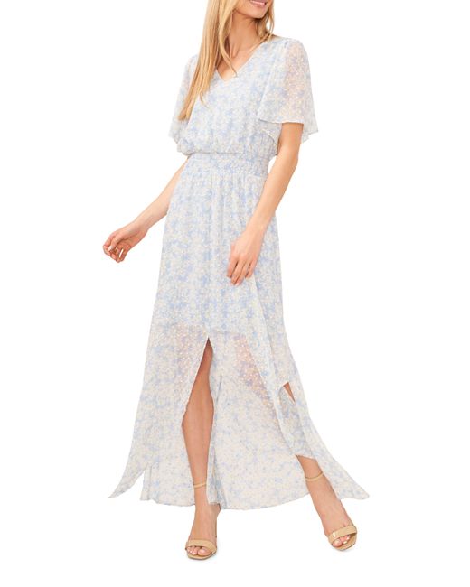 Cece Clip Dot Flutter Sleeve Smocked Waist Dress Lyst