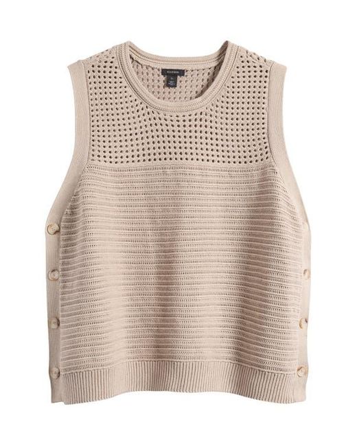 Halogen® Natural Open Stitch Side-Button Cotton Sweater Tank