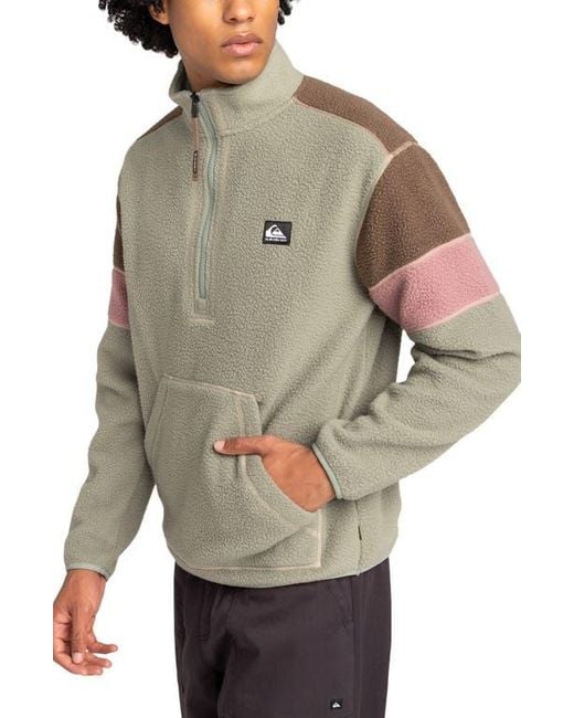 Quiksilver Gray Clean Coast Recycled Polyester Fleece Half Zip Pullover for men