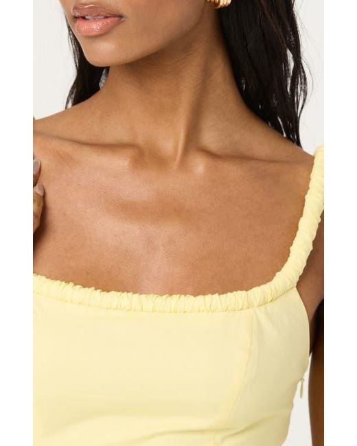 Astr Yellow Bubble Peplum Cotton Camisole