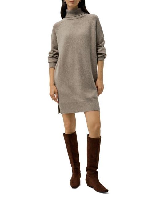 LILYSILK Natural Wool-Cashmere Turtleneck Sweater Dress