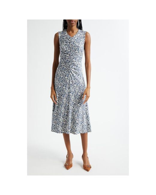 Veronica Beard Blue Gale Floral Paisley Dress