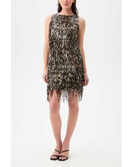 trina turk gold dress Trina Turk Gold Sequin, Deep V-Neck Mini Dress. Size 10