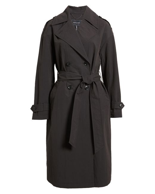 BCBGMAXAZRIA Black Double Breasted Packable Trench Coat