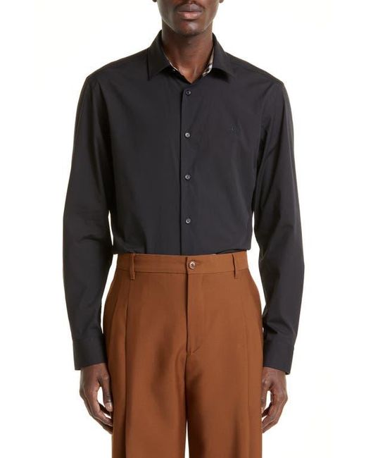Burberry Black Sherfield Equestrian Knight Stretch Cotton Poplin Button-Up Shirt for men