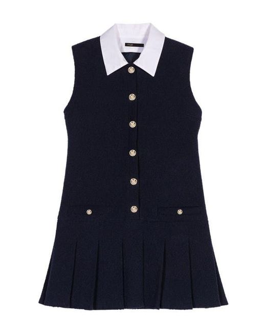 Maje Black Mini Tweed Dress With Removable Collar