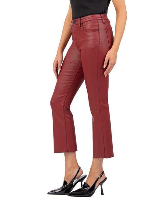 Kut From The Kloth Red Kelsey Crop Kick Flare Jeans