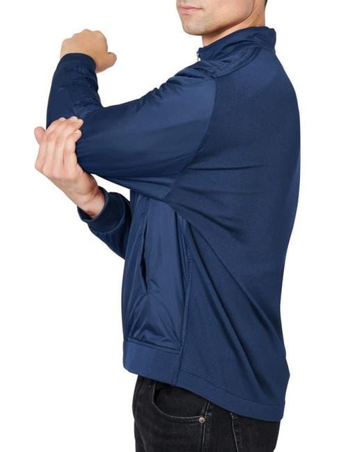 Con.struct Blue Slim Fit Solid Hybrid Field Jacket for men