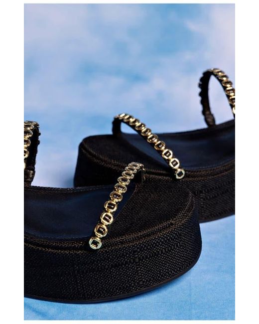 Larroude Black Gio Milanina Flatform Sandal