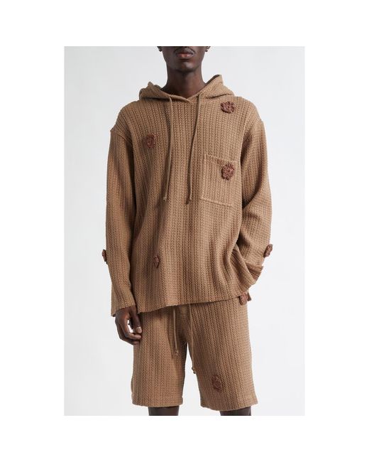 Song For The Mute Brown Daisy Raw Patch Pocket Hoodie for men