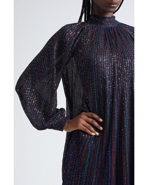 Missoni Blue Sequin Stripe Long Sleeve Minidress