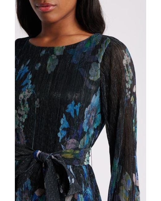 Dress the Population Kirsi Metallic Floral Long Sleeve