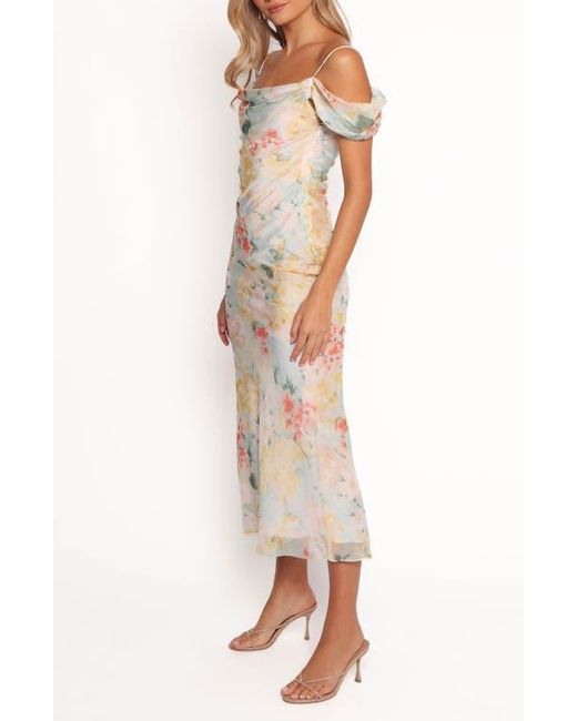 Petal & Pup Natural Esther Floral Cold Shoulder Midi Dress