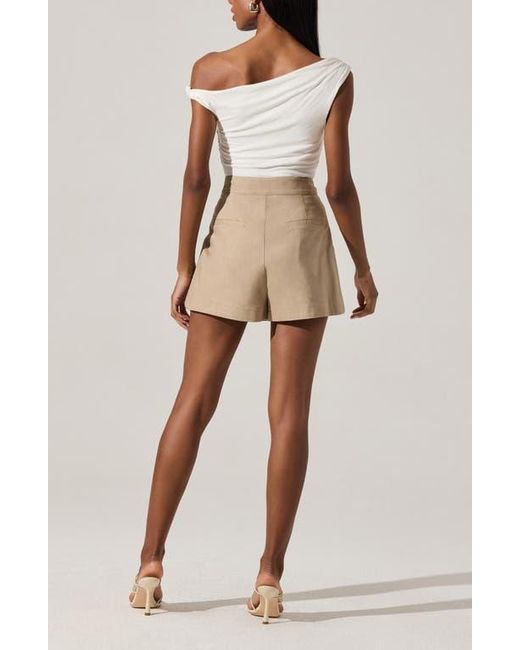Astr Natural Asymmetric Pleat Shorts