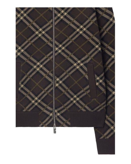 Burberry Black Check Wool Cashmere Bomber Jacket for men