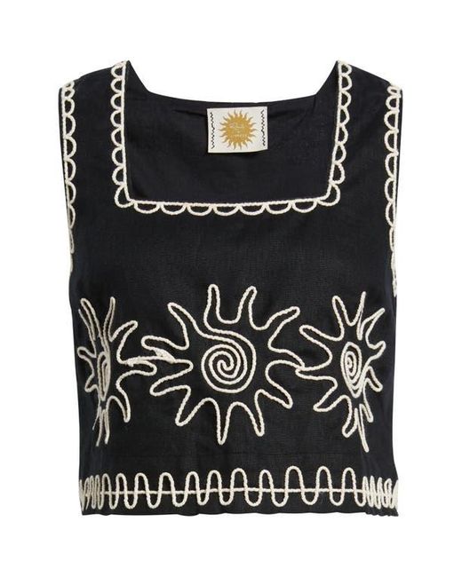 Rails Black Akira Linen Crop Tank Top
