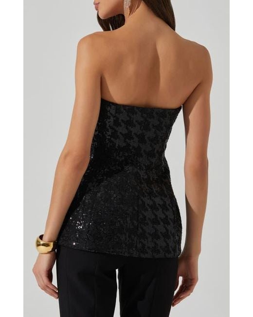 Astr Black Milani Strapless Sequin Top