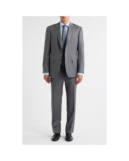 Canali Men's Gray Sienna Regular Fit Pinstripe Wool Suit