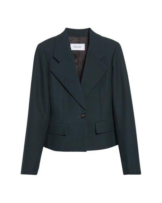 Ferragamo Green One-Button Crop Blazer