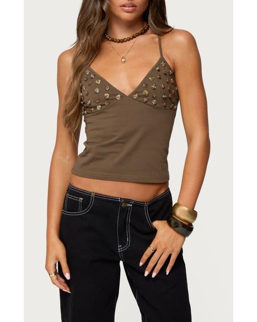 Edikted Black Nora Button Camisole