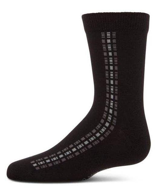 Memoi Black Vertical Dashed Line Crew Socks for men
