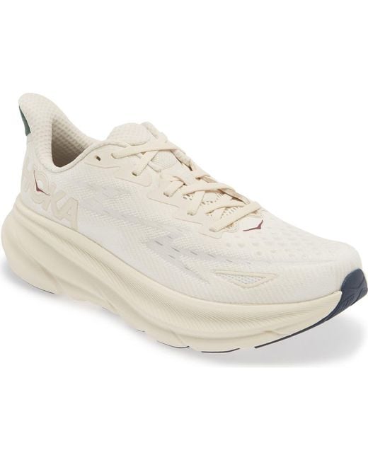Hoka One One White Clifton 9 Running Shoe for men