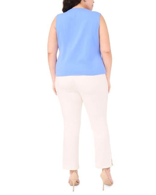 Halogen® Blue Twist Front Sleeveless Cotton Knit Top