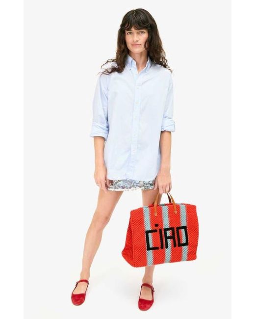 Clare V. Red Summer Simple Crochet Tote