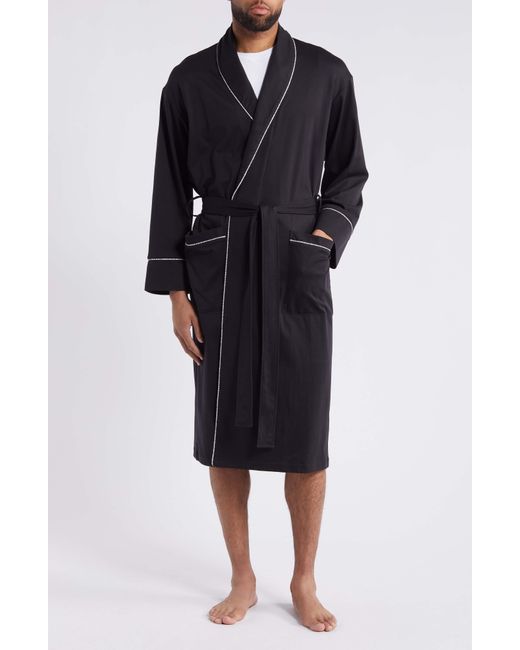 Daniel Buchler Black Shawl Collar Cotton Robe for men