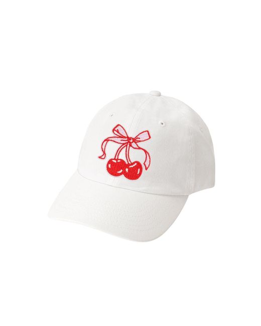 Sweet Wink Red Cherry Bow Patch Baseball Hat
