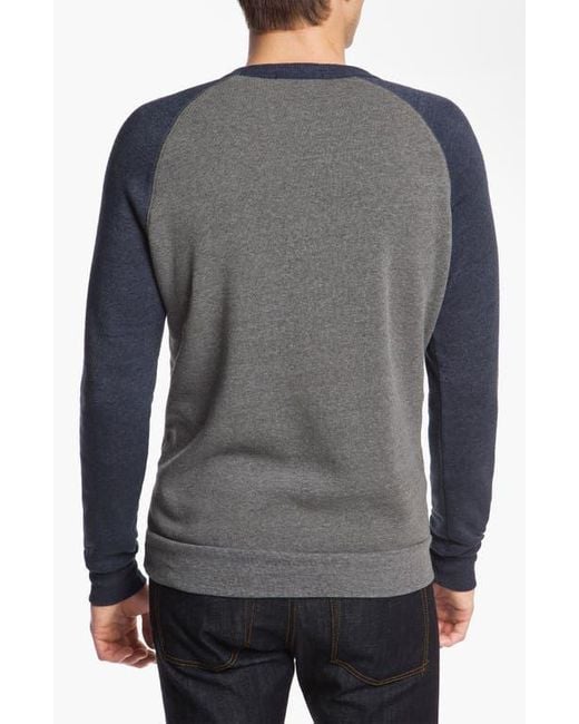 Alternative Apparel Gray 'The Champ' Trim Fit Colorblock Sweatshirt for men