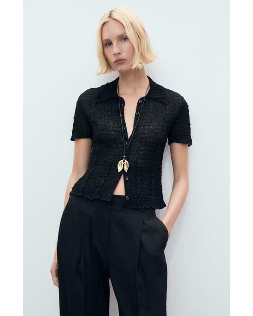 Mango Black Carla Wide Leg Pants