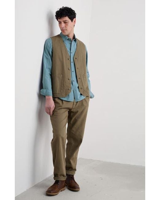 Seasalt Cornwall Blue Turnstone Stripe Organic Cotton Button-Up Shirt for men