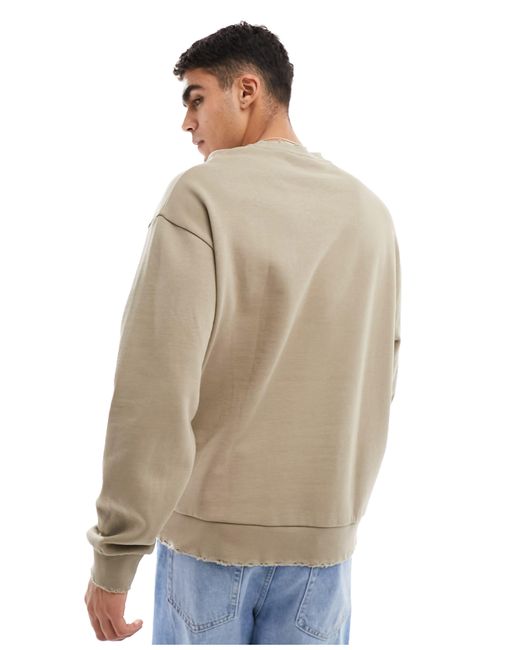 ASOS Natural Raw Edge Oversize Sweatshirt for men