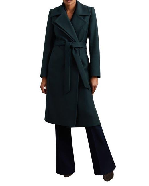 Reiss Odette Wool Blend Wrap Coat in Blue | Lyst
