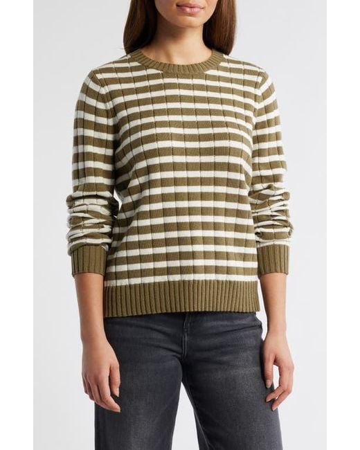 Caslon Black Stripe Crewneck Rib Sweater