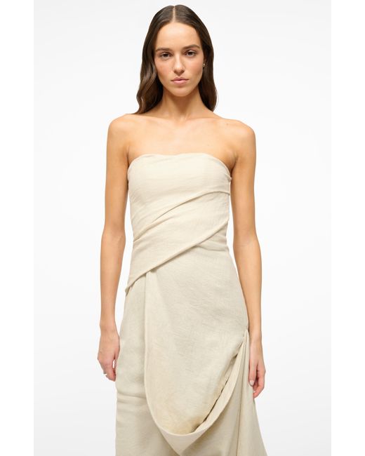 Staud Natural Strapless Linen Dress