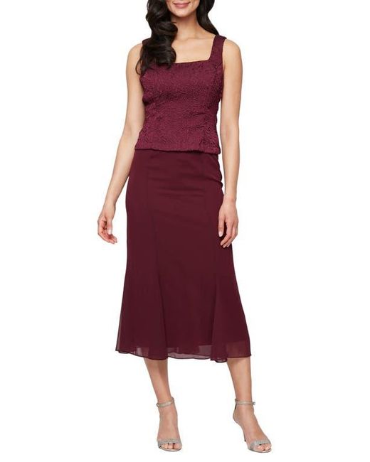 Alex Evenings Textured Jacquard Mock Two-Piece Cocktail Dress With Jacket