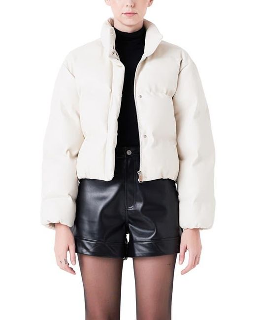 Grey Lab White Crop Puffer Jacket