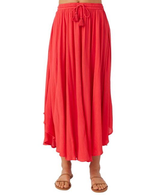 O'neill Sportswear Red Samoa Rounded Hem Maxi Skirt
